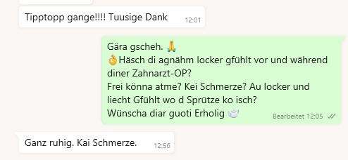 Erfahrungsbericht Vorbereitung auf Zahnarzt Operation und Schmerzfrei: Mit Hypnose gegen chronische Schmerzen. Anna Gustin Praxis für Hypnose und Mentalcoaching in Chur, Scuol im Engadin und online.