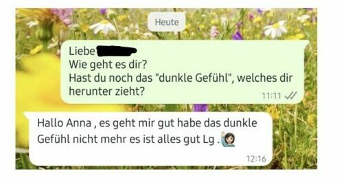 Erfahrungsbericht gegen dunkle Gefühle, emotionale Schwere. Mit Hypnose gegen seelisches Leiden. Anna Gustin Praxis für Hypnose und Mentalcoaching in Chur, Scuol im Engadin und online.