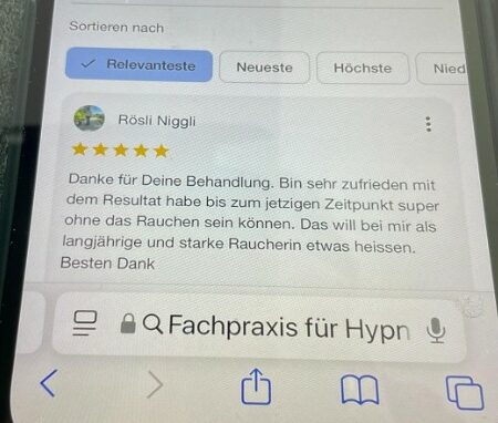 Rauchentwöhnung. Erfahrungsbericht mit Hypnose zum Nichtraucher mit Anna Gustin in Chur oder Engadin Scuol